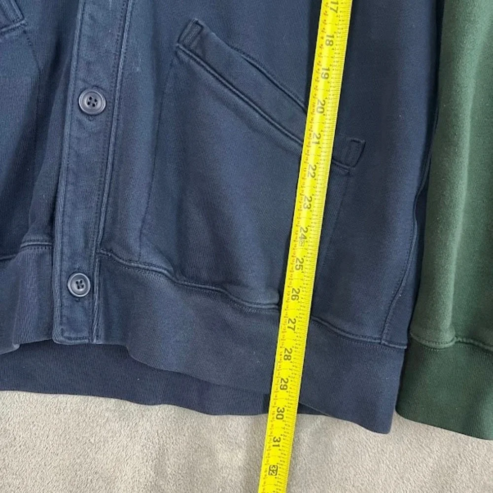 J Crew Heritage 14 Oz Fleece Cardigan Sweatshirt Mens XL Colorblock Preppy Retro